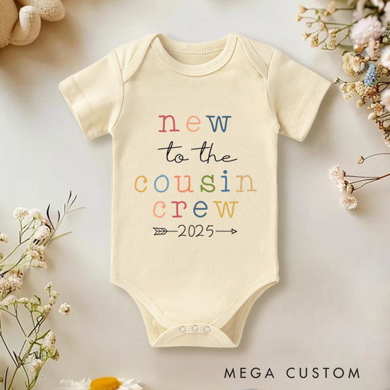 Personalized New To The Cousin Crew Baby Onesie Pregnancy Announcement Gift