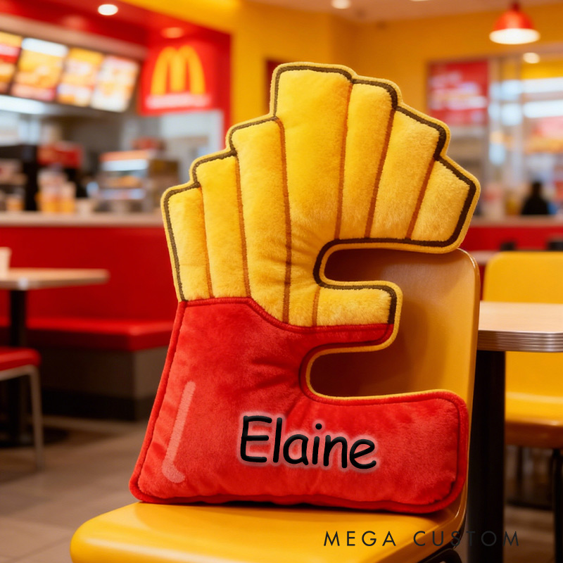 Personalized Crispy Letter Fry Initial Pillow Graphic 3D Print Pillow with Name for Baker Loving Room Decor