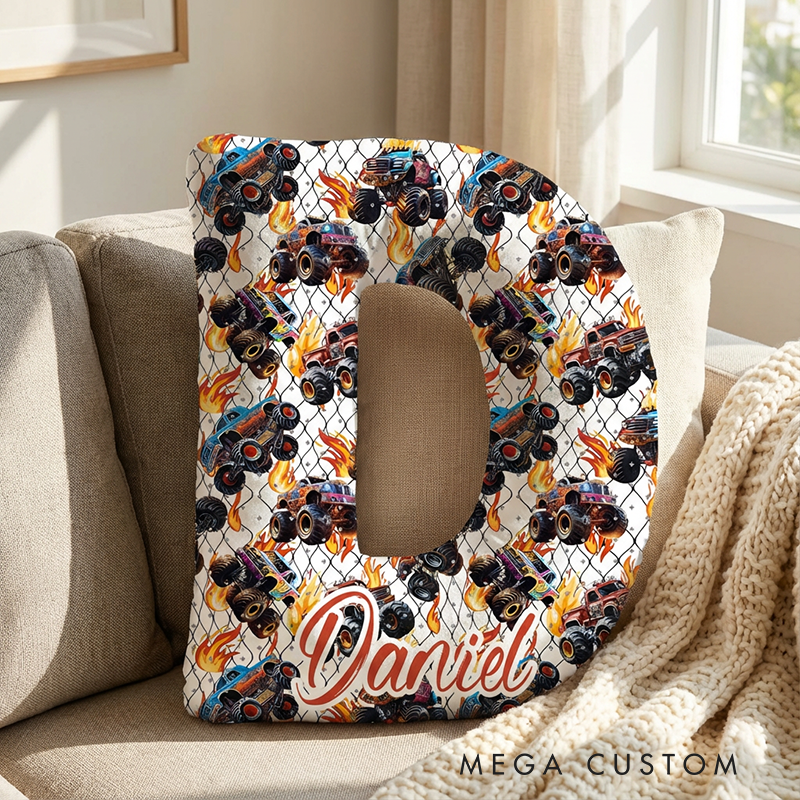Personalized Truck Designs with Name Graphic 3D Print Pillow Christmas Gift for Kids or Baby Birthday Gift