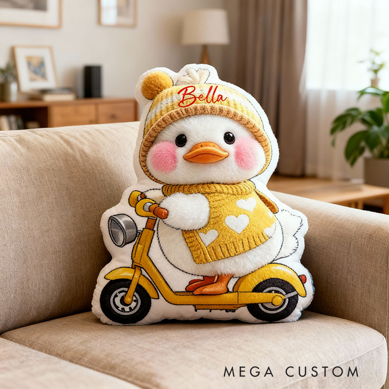 Personalized Cartoon Duck Design with Name Graphic 3D Print Pillow Christmas Gift for Kids or Baby Birthday Gift