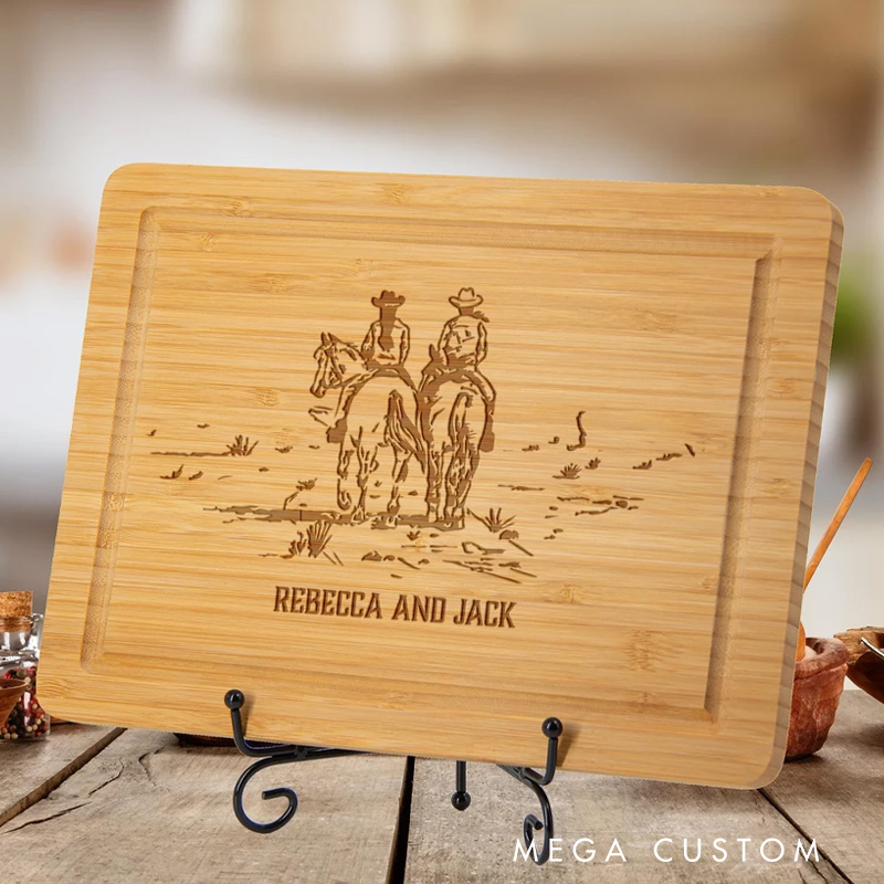 Personalized Cowboy Cutting Board Cowboy and Cowgirl Board Western Decor Gift Horse Lover Outdoor Lovers Gift