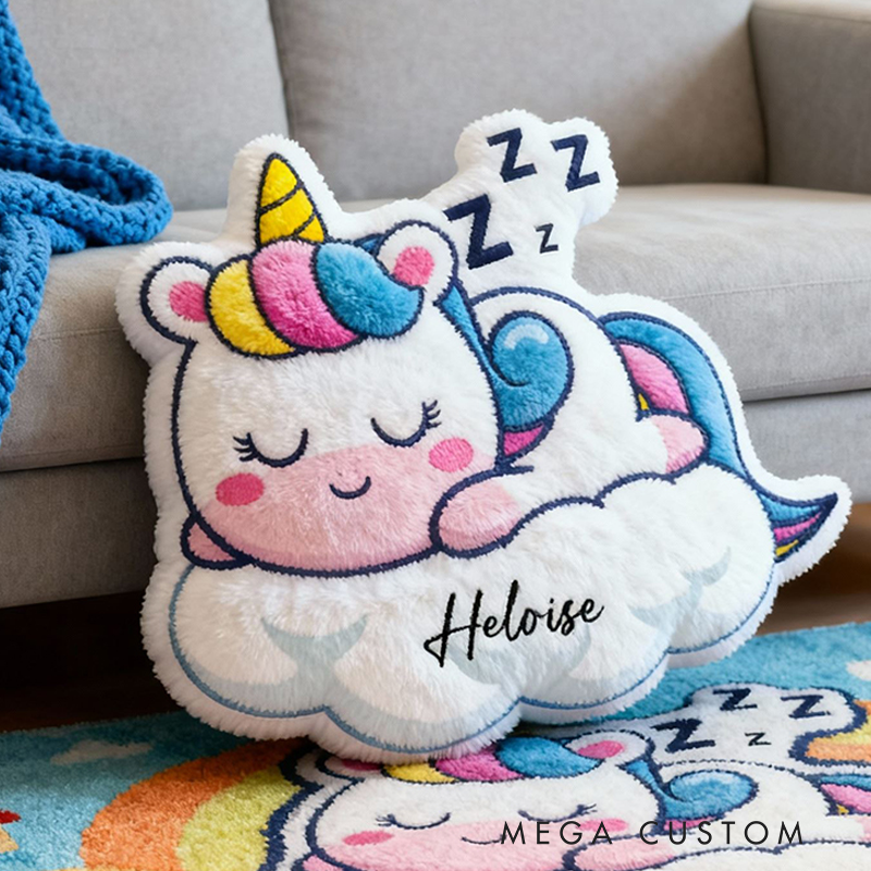 Personalized Sleeping Dream Horse On Cloud With Rainbow Mane For Kids Room Graphic 3D Print Pillow