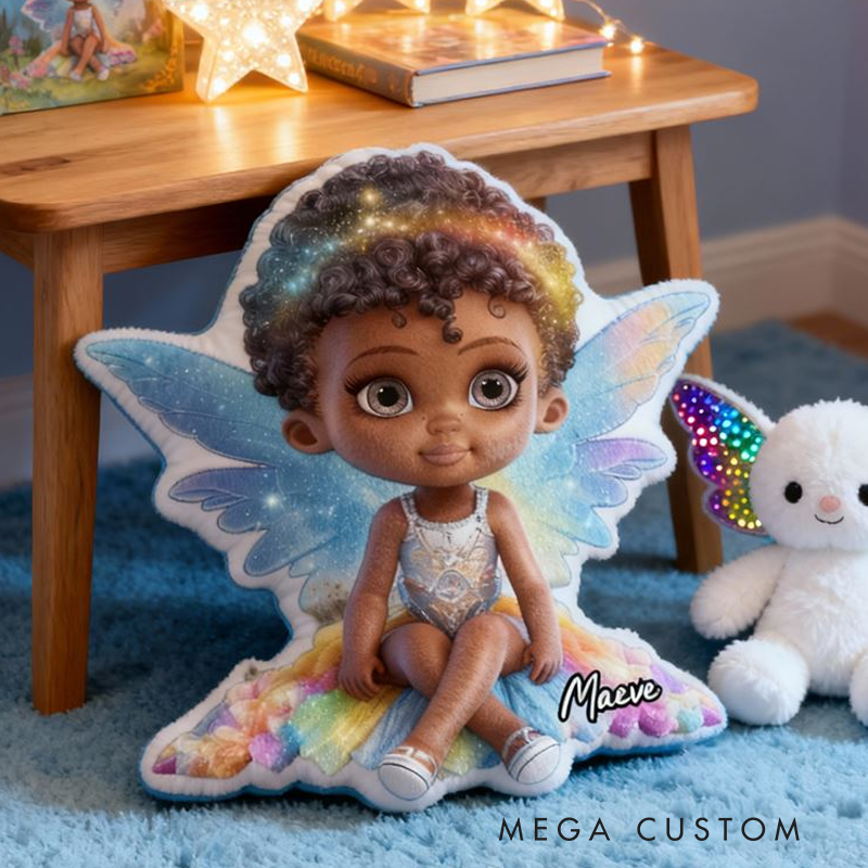 Personalized Fairy Princess with Name Graphic 3D Print Pillow Christmas Gift for Kids or Baby Birthday Gift