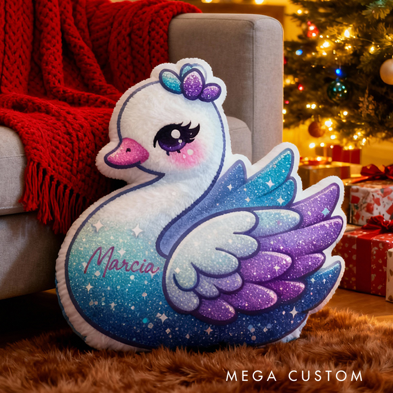 Personalized Elegant Swan Cushion With Purple And Blue Gradient Feathers Graphic 3D Print Pillow