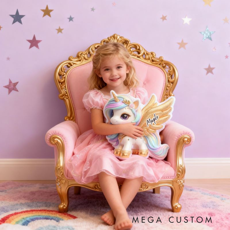 Personalized Elegant Dream Horse with Name Graphic 3D Print Pillow Christmas Gift for Kids or Baby Birthday Gift