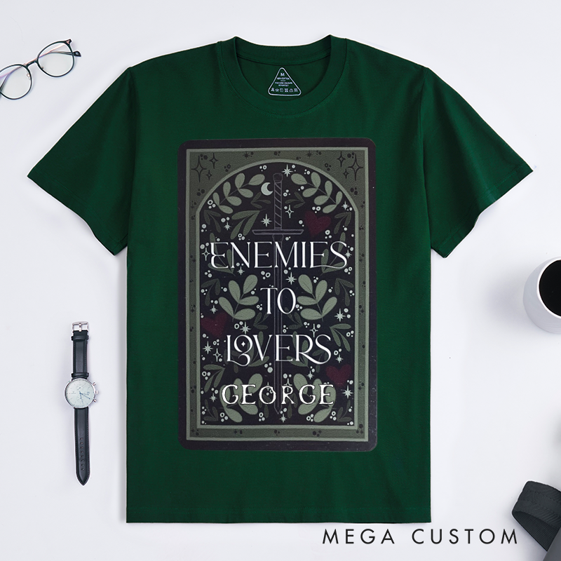 Personalized Tarot Lovers Classic T-Shirts Bookish Trope Tarot Card T-Shirts Enemies to Lovers Sword Heart  Book Lover Gift