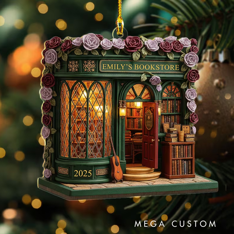Bookstore Ornament 2025 Custom Name Book Store Gifts Book Lover Christmas Gift 