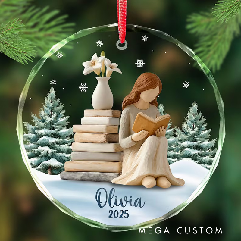 Personalized Book Lover Ornament Custom Girl Reading Ornament Just a Girl Who Loves Books Christmas Ornament 2025