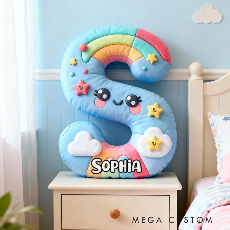 Personalized Initial Pillow Graphic 3D Print Custom Name Pillow Festive Holiday Pillow for Children Housewarming Gift Family Gift