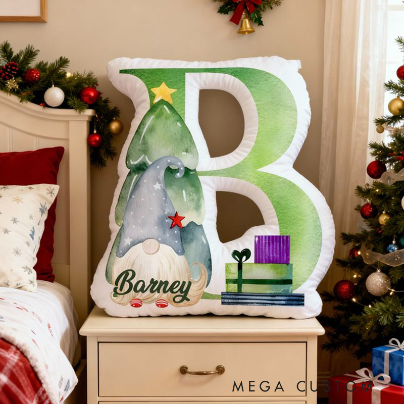 Personalized Initial Pillow Watercolor Style Elf Pillow Custom Name Pillow for Girls Family Gift 