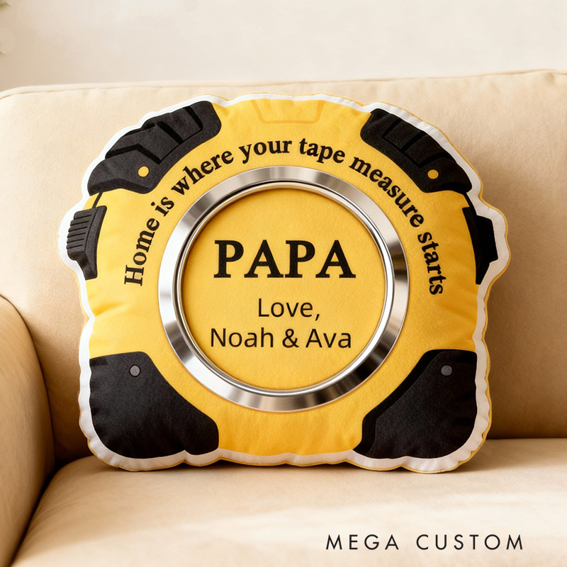 Personalized Measuring Tape Tool Themed Plush Pillow Housewarming Gift