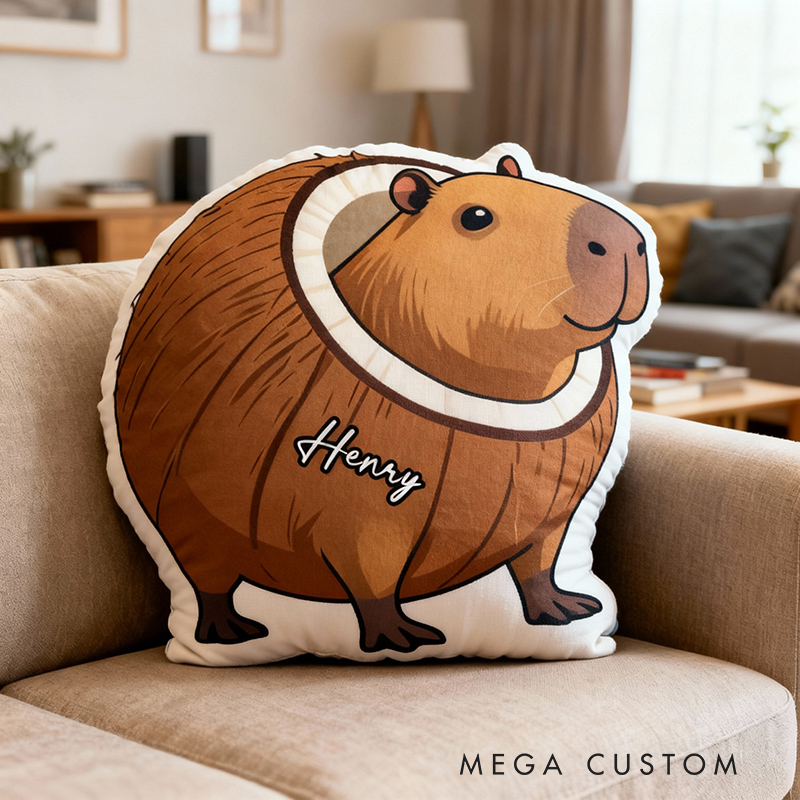 Personalized Capybara Design with Name Graphic 3D Print Pillow Christmas Gift for Kids or Baby Birthday Gift