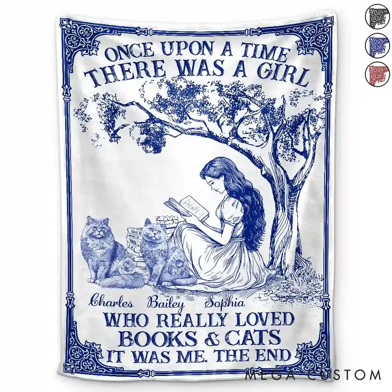 Personalized Once Upon a Time There Was a Girl Soft Throw Blanket with Name Book Lover Blanket Reader Birthday Gift for Bookish Bookworm