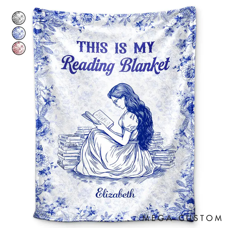 Personalized This is My Reading Blanket Soft Throw Blanket with Name Book Lover Blanket Reader Birthday Gift for Women Girl Bookish Bookworm