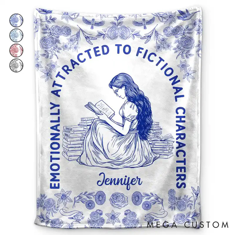Personalized Attracted to Fictional Characters Soft Throw Blanket with Name Book Lover Blanket Reader Birthday Gift for Women Girl Bookish Bookworm