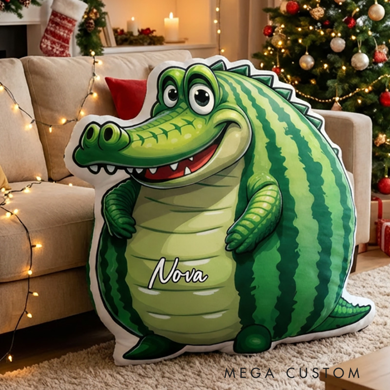 Personalized Cute Crocodile Cushion With Funny Smile For Kids Holiday Decor Graphic 3D Print Pillow