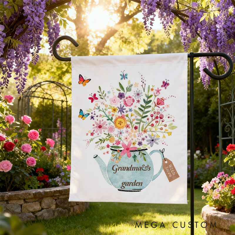 Personalized Watering Can Blossoms Garden Flag Yard Flag Spring Garden Flag Summer Decor Double Sided for Garden Lovers