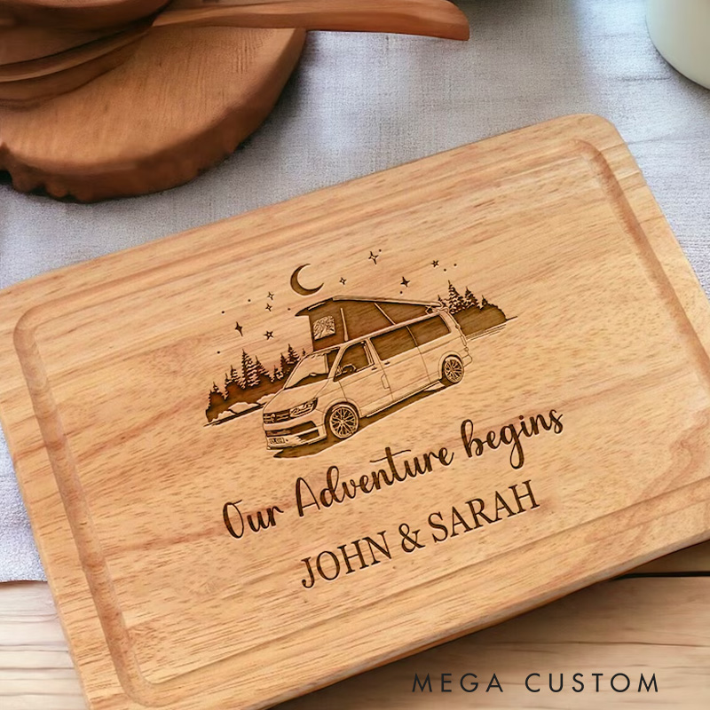 Personalised Transporter Camper Van Pop Top Campervan Chopping Board Gift Couple Outdoor Lovers Gift