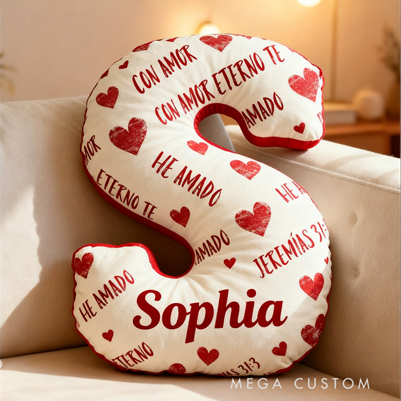 Personalized I Have Loved You with an Everlasting Love Letter Pillow with Custom Name Home Decor Valentine's Day Gift Bible Verse Graphic 3D Print