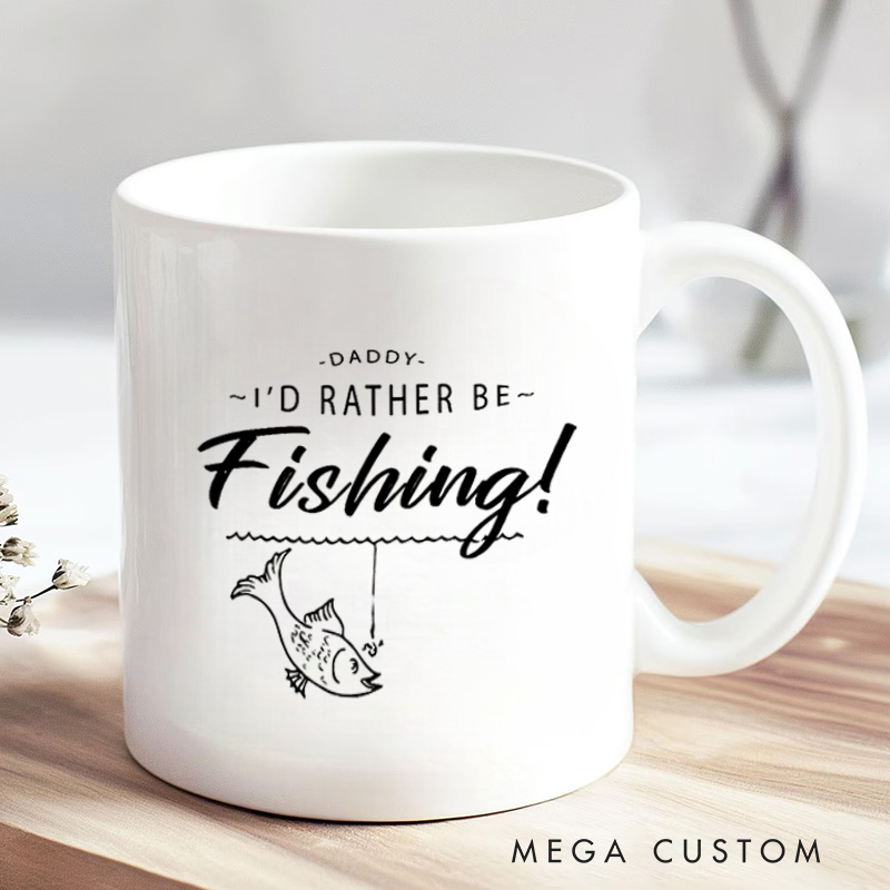 Personalized Fishing Mug Funny Coffee Mug I’d Rather Be Fishing Design Gift for Anglers Perfect for Father’s Day Birthdays or Coffee Lovers