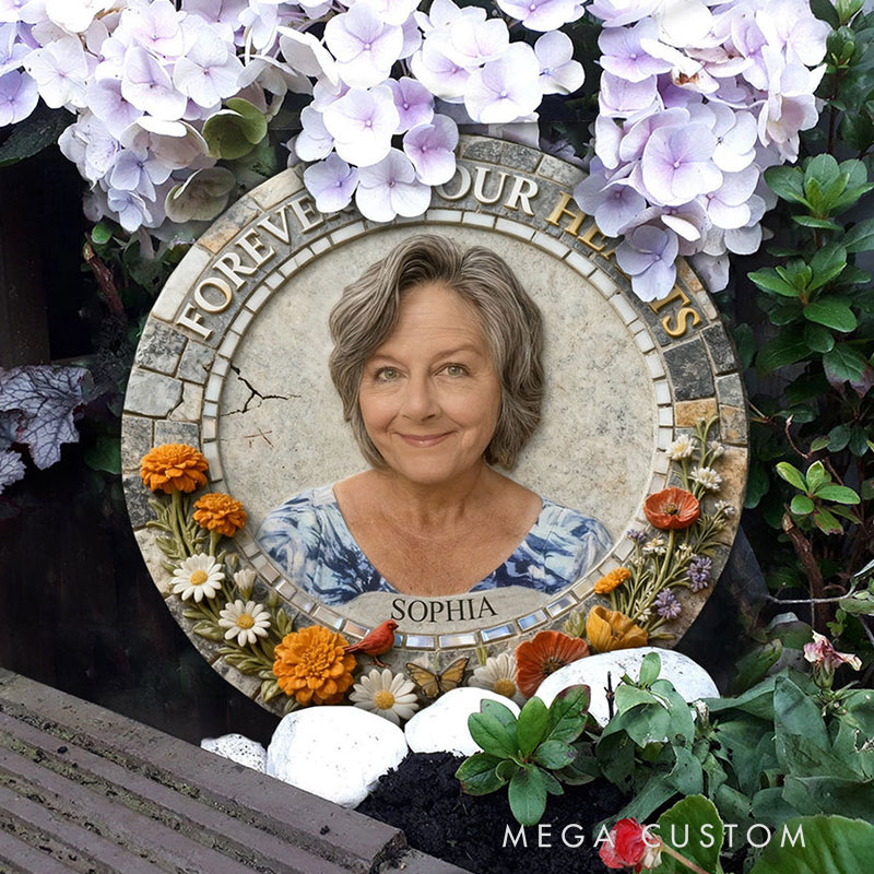 Personalized Memorial Stone Forever In Our Hearts for Loss of Loved One Sympathy Gift Slate Grave Marker Keepsake Bereavement Gift