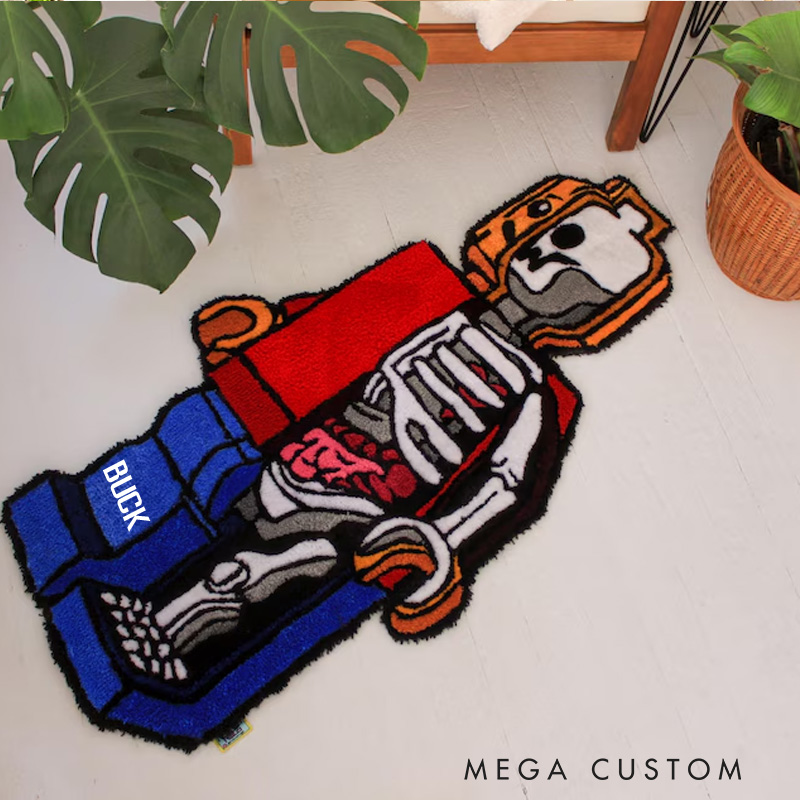 Personalized Anatomical Toy Figure Rug Mini-Fig Skeleton Rug Home Decor Gift for Kids