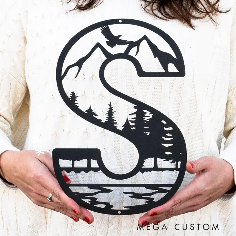 Personalized Metal Letter Outdoor Monogram Mountain Wall Decor Nature Wall Art Custom Camper Decor Home Decor Outdoor Lovers Gift