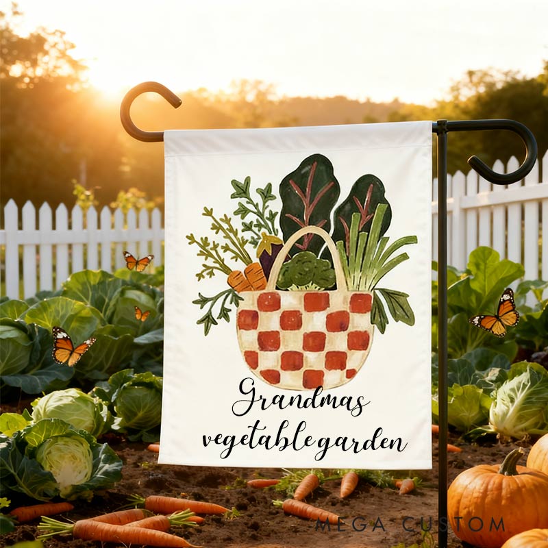 Personalized Harvest Basket Garden Flag Yard Flag Spring Garden Flag Summer Decor Double Sided for Garden Lovers