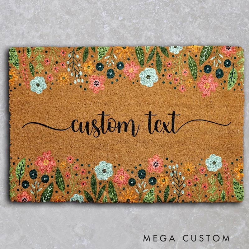 Personalized Wildflowers Welcome Doormat Colorful Floral Doormat for Garden Lovers