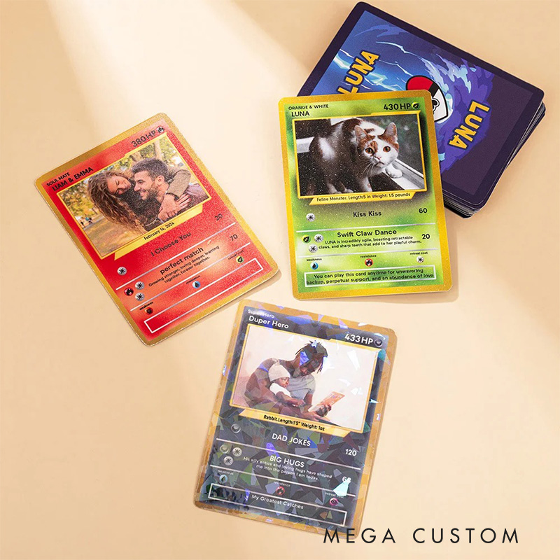 Personalized Funny Glitter Classic Game Card with Photo Card Game Collection for Game Lovers Birthday Gift for Kids Couple Pet Lover