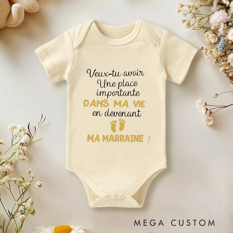Personalized Baby Do You Want to Have an Important Place in My Life by Becoming My Godmother? Or My Godfather? Onesie Baby Shower Gift