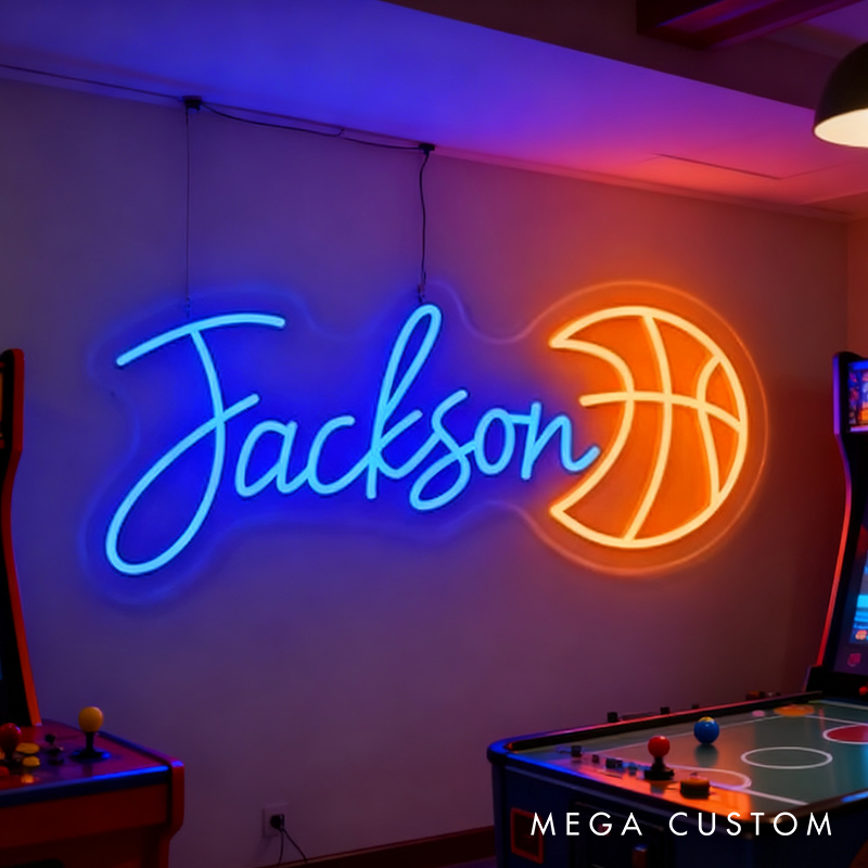 Personalized Basketball Neon Sign with Custom Name for Basketball Enthusiasts