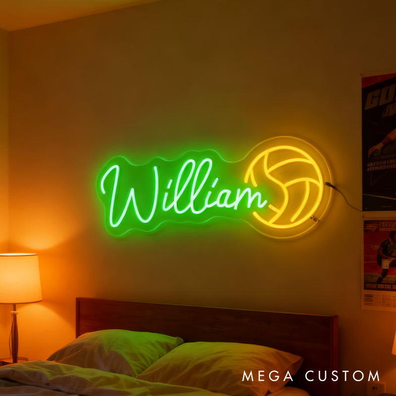 Personalized Volleyball Neon Sign with Custom Name for Volleyball Enthusiasts and Game Rooms