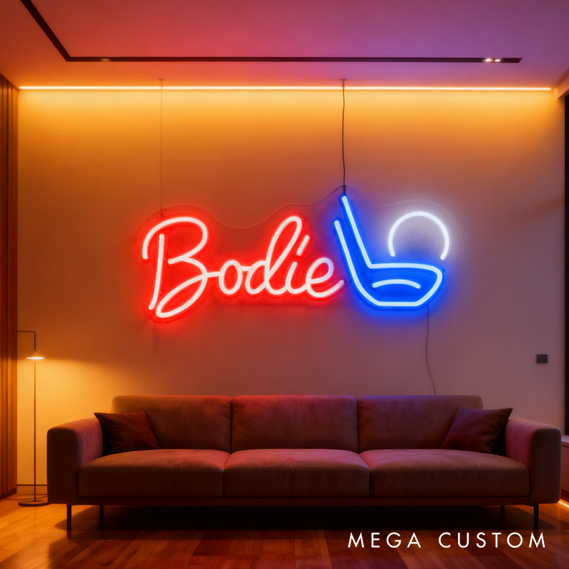 Personalized Golf Neon Sign with Custom Name for Golf Enthusiasts
