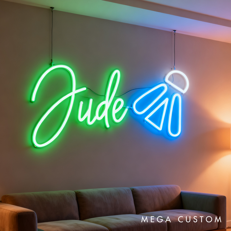 Personalized Badminton Neon Sign with Custom Name for Badminton Enthusiasts