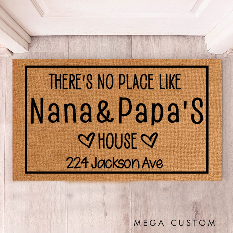 Theres No Place Like Grandparents House Doormat Custom Welcome Mat for Grandparents Gift Personalized Home Decor Nana And Papa Housewarming Gifts