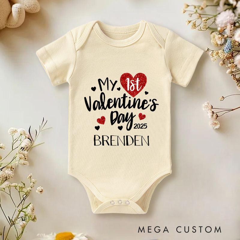 Personalized My 1st Valentine's Day Baby Onesie Funny Gift for Baby