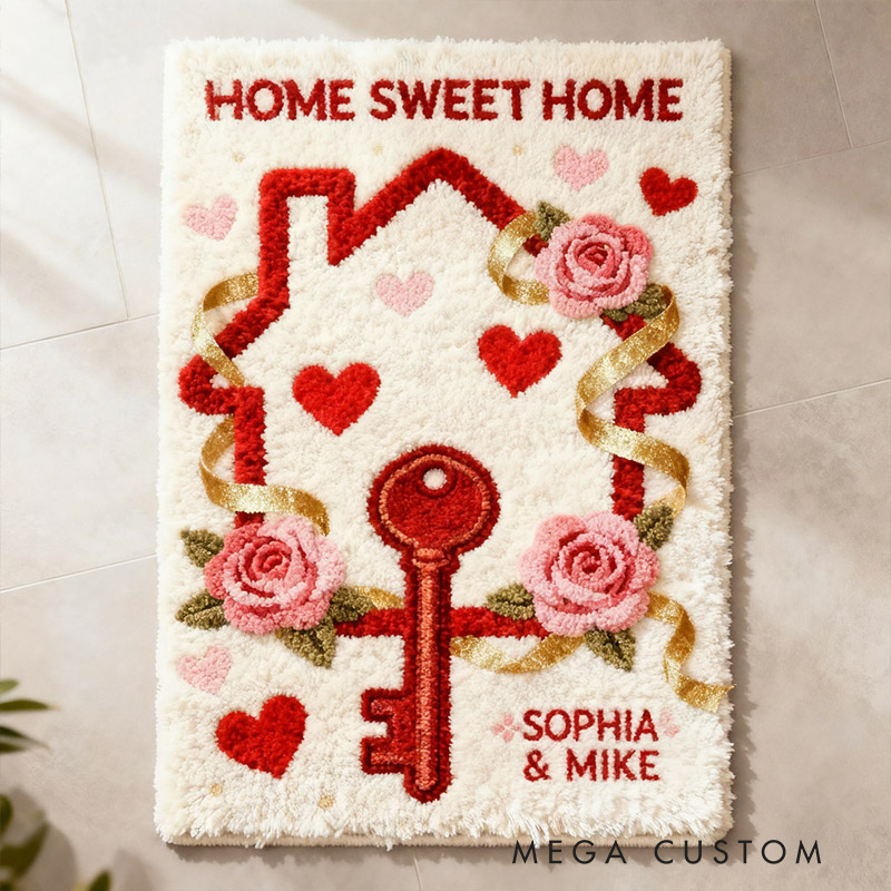 Personalized Home Sweet Home Doormat Custom Name Rug for Couples New Home Gifts Valentine's Day Gifts