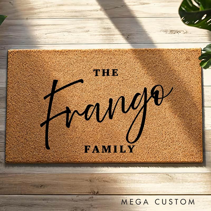 Personalized Family Name Doormat Modern Outdoor Welcome Mat Custom Coir Mat with Name Housewarming Gift 