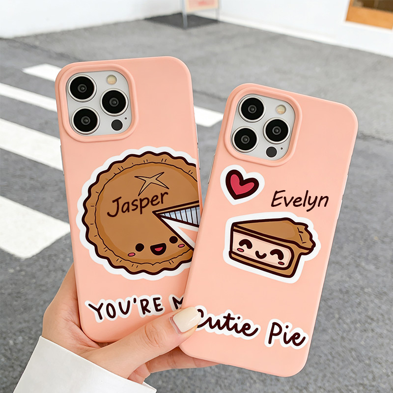 Personalized Couple Phone Case Sweet Pie Phone Cases with Custom Name for Baking Lovers 