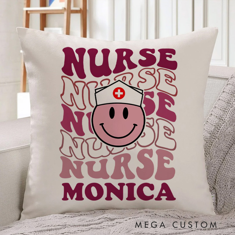 Personalized Throw Pillow for Nurse Smiling Nurse Pride Design Nurse Appreciation Gifts