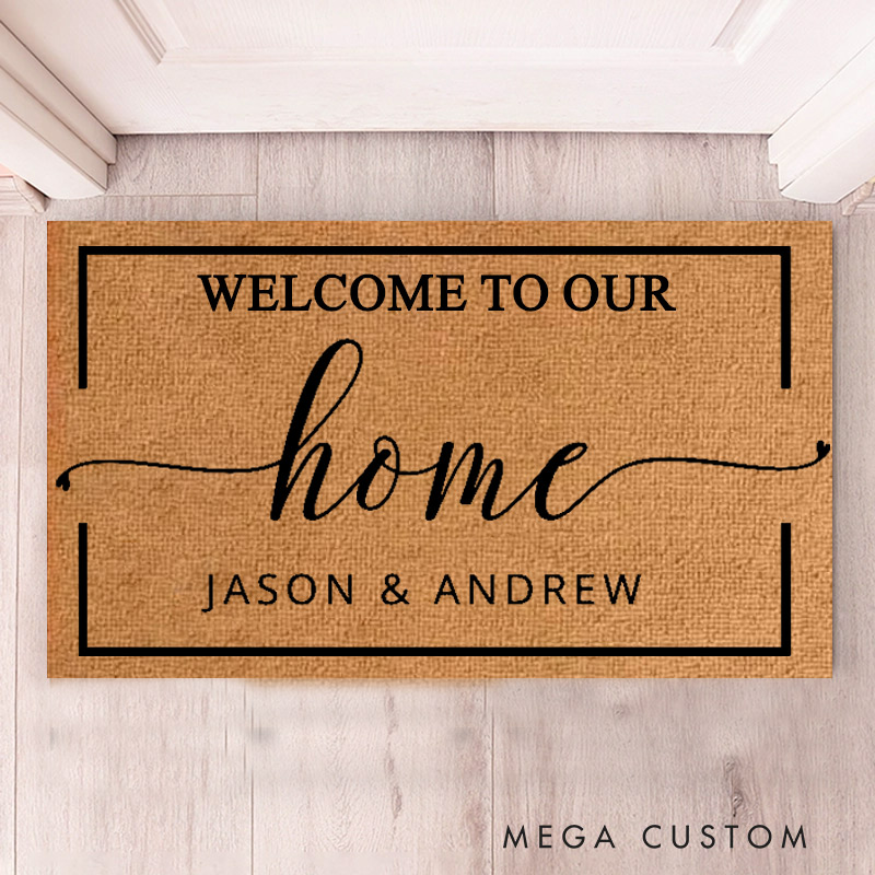 Personalized Welcome Doormat Outdoor Indoor Mat Custom Coir Mat with Name for Couple Valentine's Day gifts Housewarming Gift 