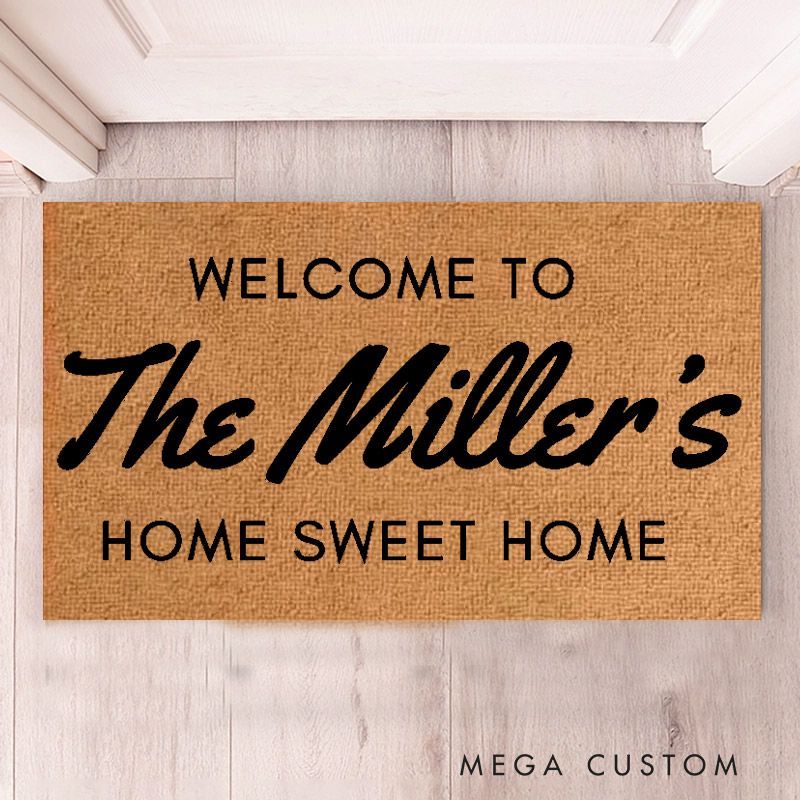 Personalized Sweet Home Doormat Custom Welcome Mat with Name for Couple Valentine's Day gifts Housewarming Gift