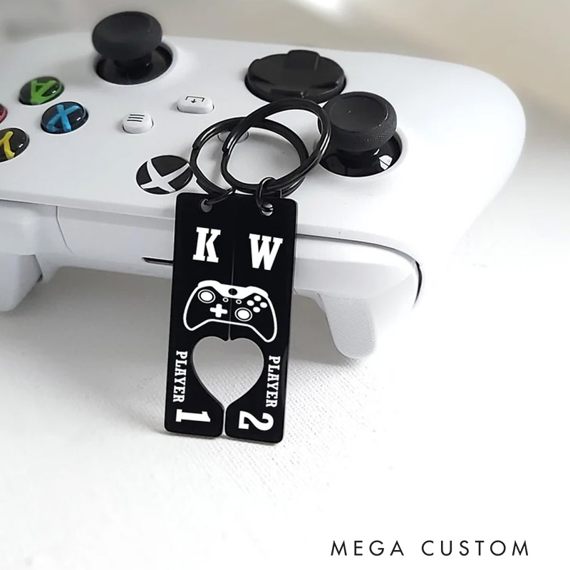 Personalized Custom Couples Keychains Funny Keychain Anniversary Gift for Boyfriend Valentines Day Gift for Him Geek Gamer Lover Gifts