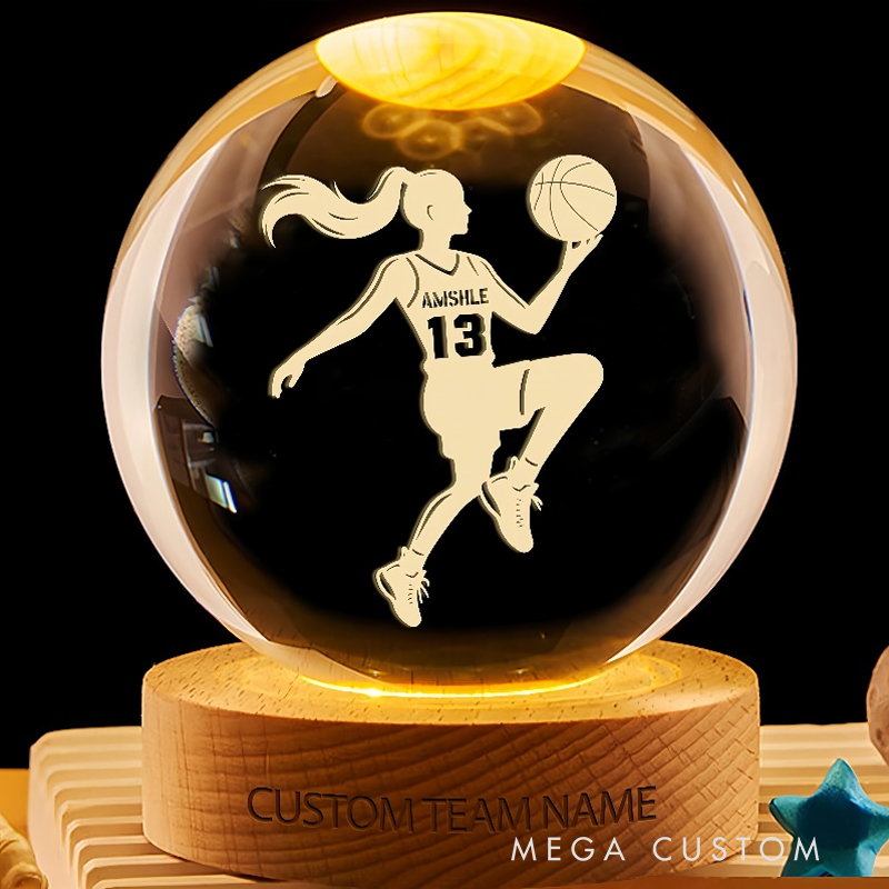 Personalized LED Basketball Crystal Ball Custom Text for Female Athletes