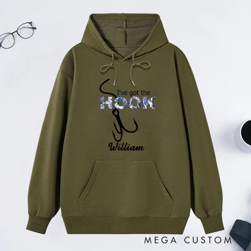 Personalized Fishing Couple Hoodies I’ve Got the Bait or HookDesign Custom Name Romantic Gift for Fishing Lovers Husband Wife Couples