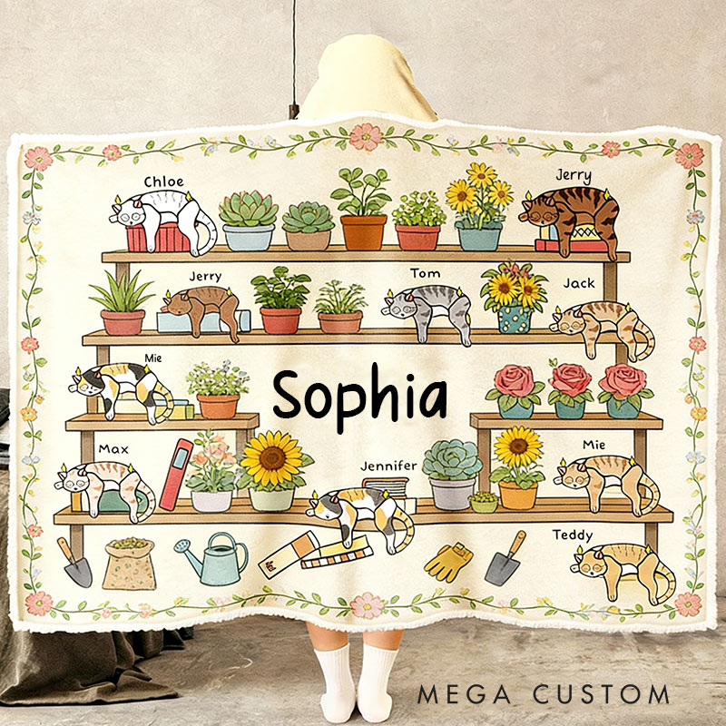 Personalized Blanket Hoodie Custom Wearable Blanket Hoodie with Name for Gardening Lovers 