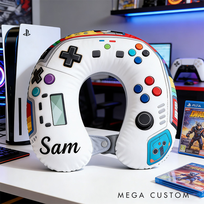 Personalized Gamer U-Shaped Pillow for Game Lovers Travel Neck Pillow Christmas Gift for Kids