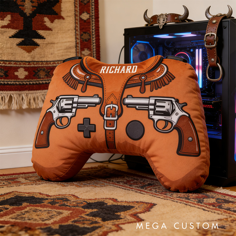 Personalized Graphic 3D Print Western RPG Game Controller Shaped Pillow for Game Lovers Plush Pillow Christmas Gift for Kids