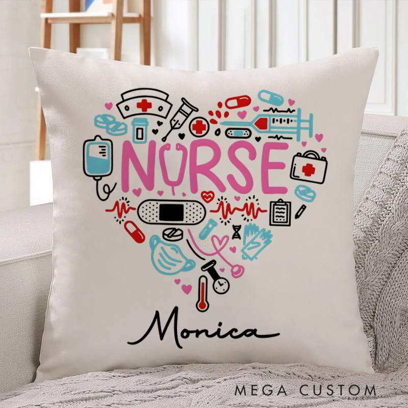 Personalized Throw Pillow for Nurse Heart of Nurse Design Nurse Appreciation Gifts